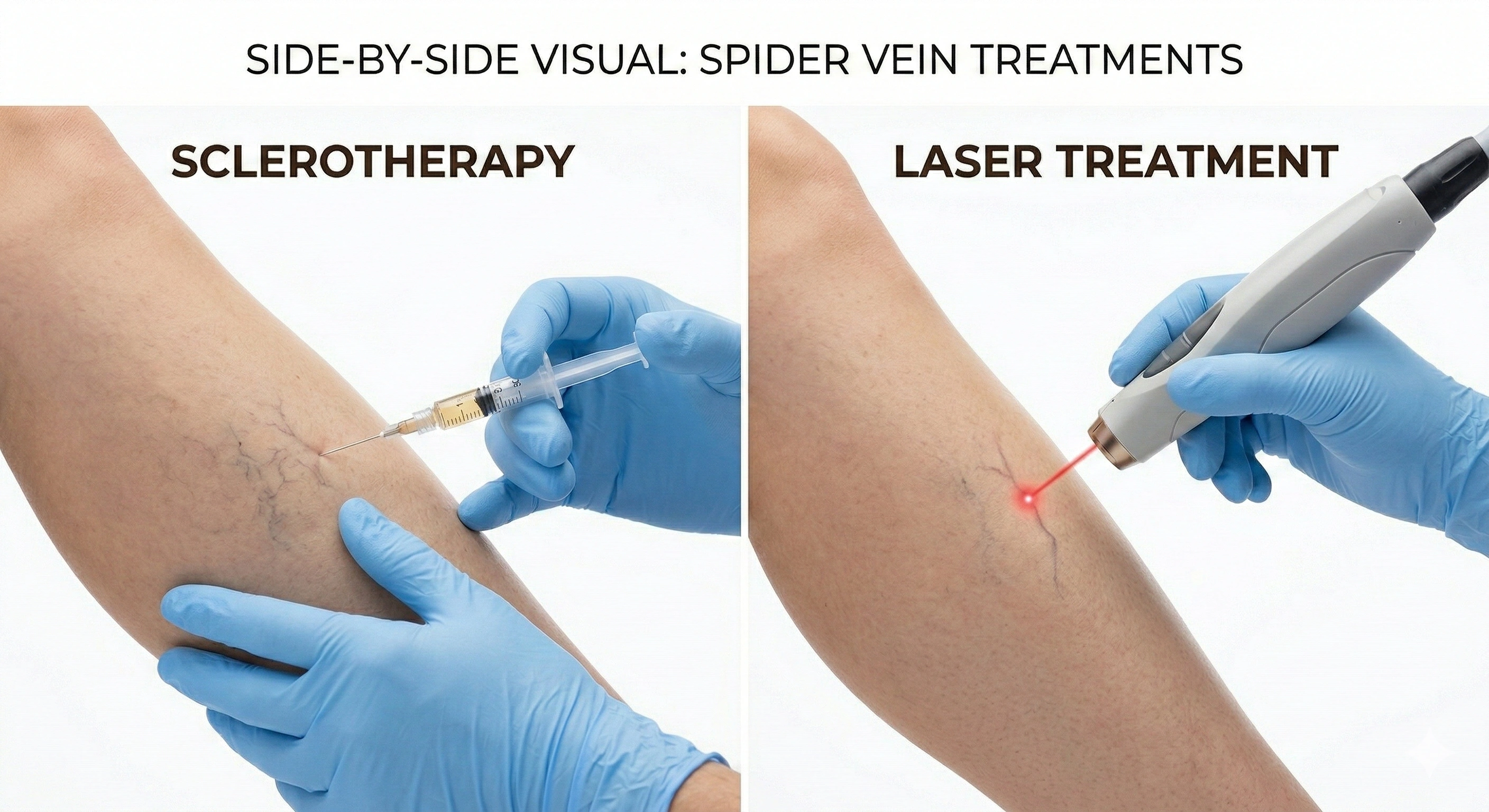 Sclerotherapy vs laser spider vein treatment comparison guide
